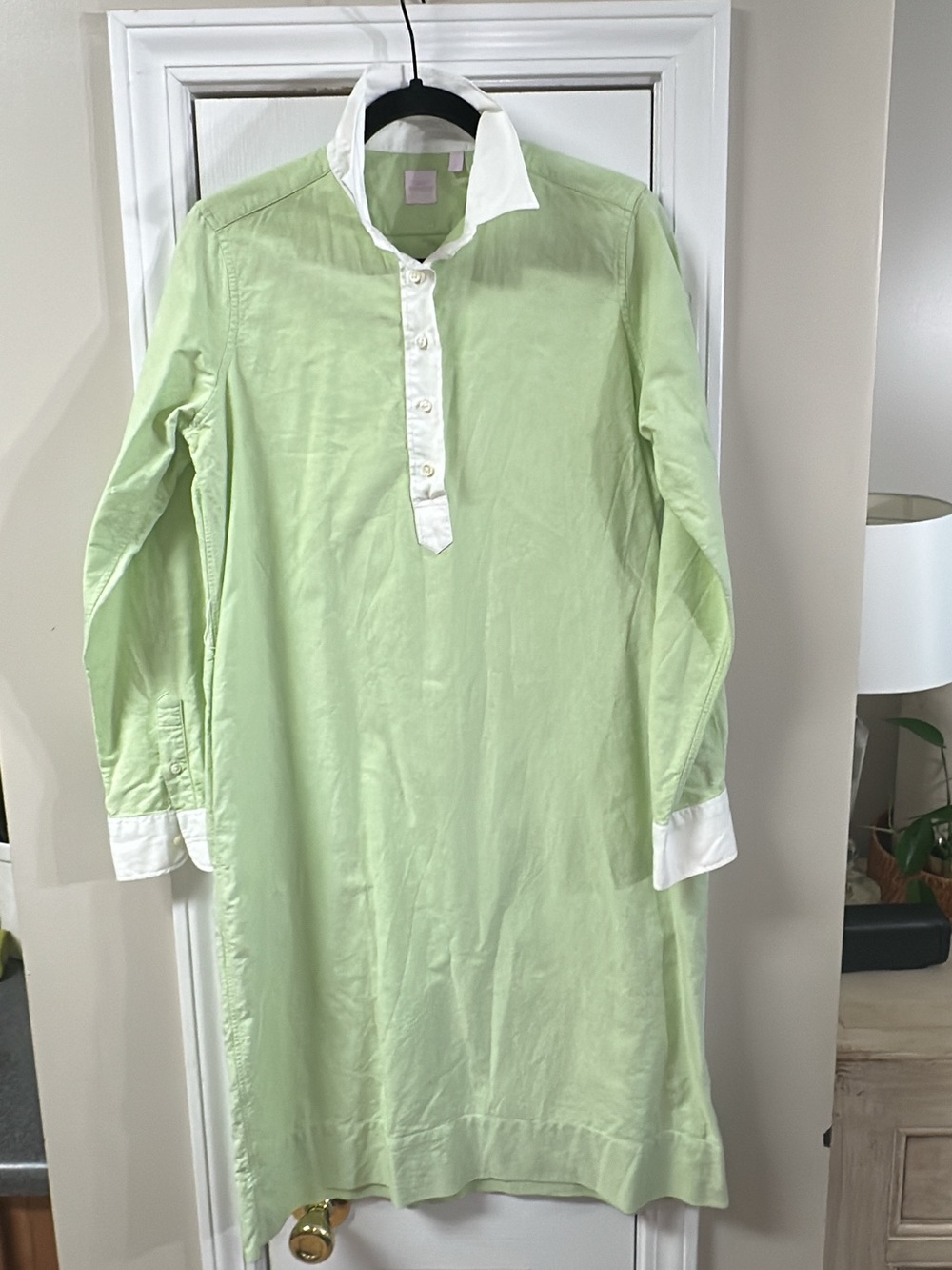 ANN MASHBURN mint Green Long-Sleeve Shirt popover dress pit to pit 20.5 (mix41)